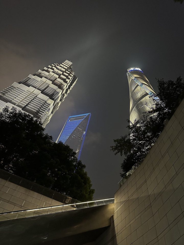 Lujiazui's three supertall towers at night, Shanghai
